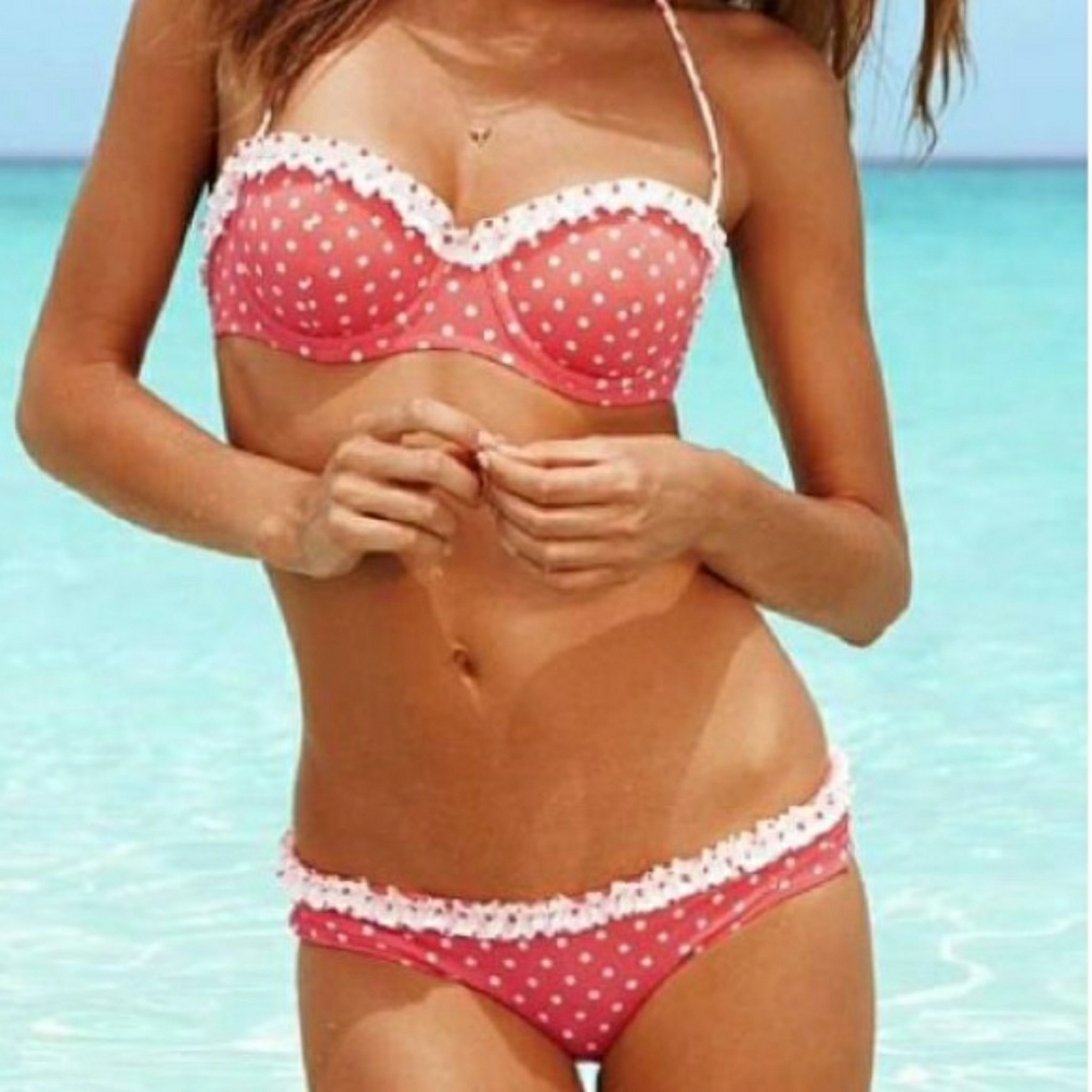 3-piece set 34C Medium sexy ruffle dot bikini